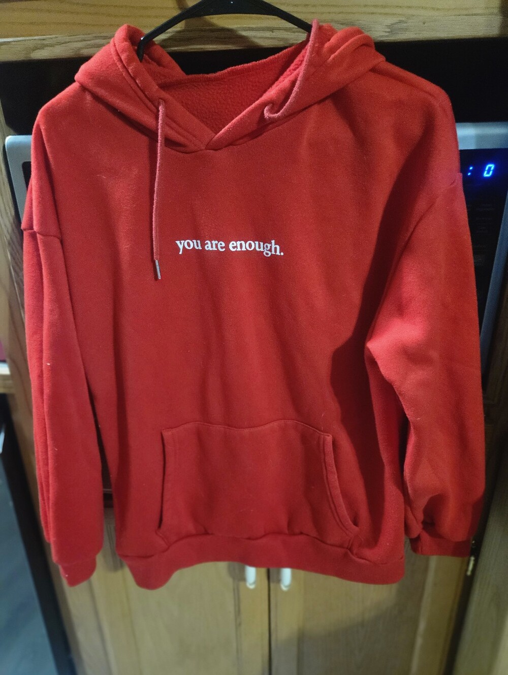 Red womens Hoodie Sweatshirt - "You Are Enough."